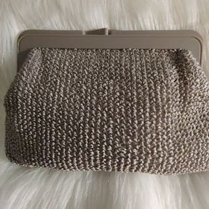 VTG. Fabric Taupe Clutch Bag